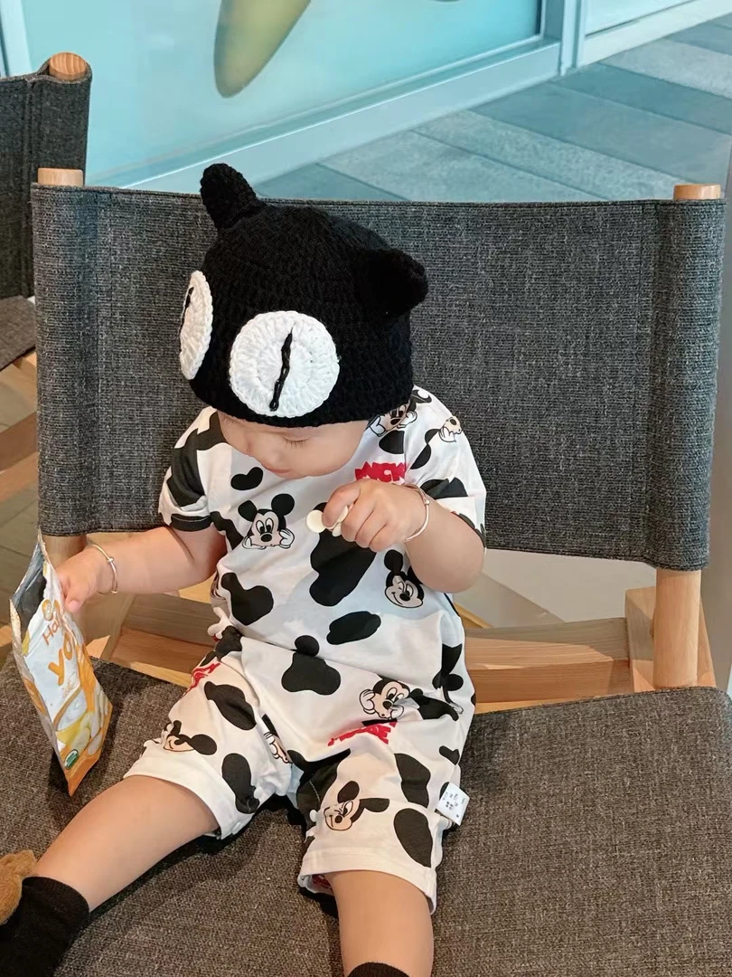 【米奇与杰瑞】宝宝25春夏款短袖连体爬服薄棉透气短爬