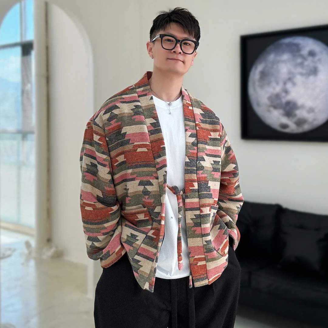 陆星家【枫叶】原创新款复古春季男士休闲道袍外套宽松百搭提花W77