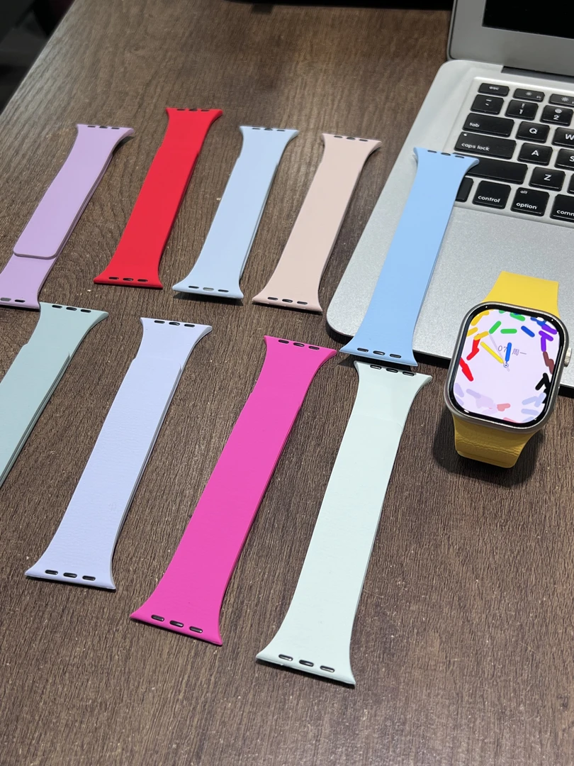 纯色荔枝纹表带适用于iwatchs10苹果手表磁吸ultra高级感Watch9女
