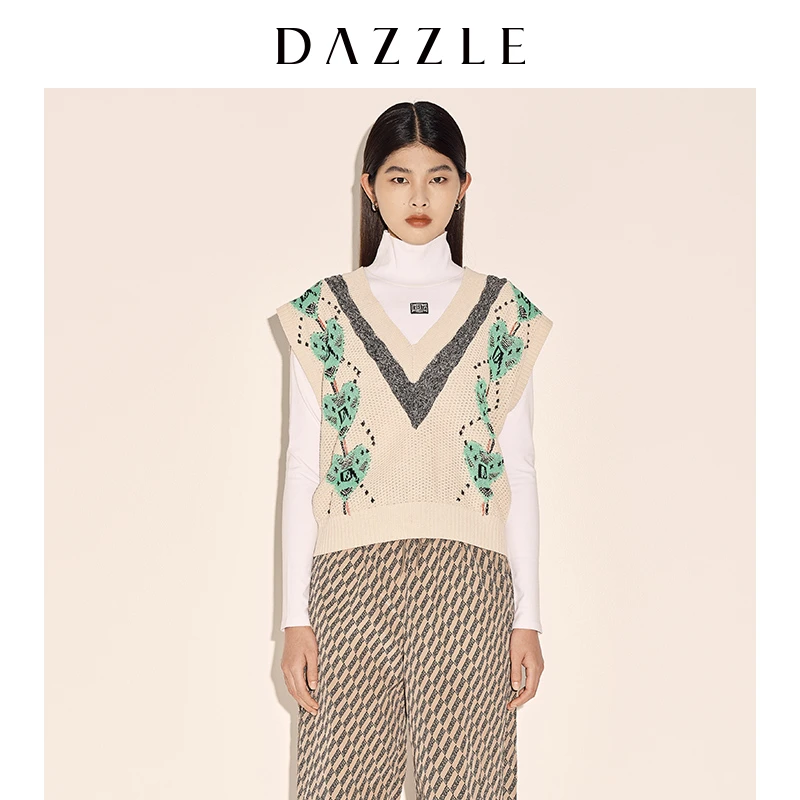 【MD】DAZZLE地素撞色爱心针织衫背心马甲2E1E2156N