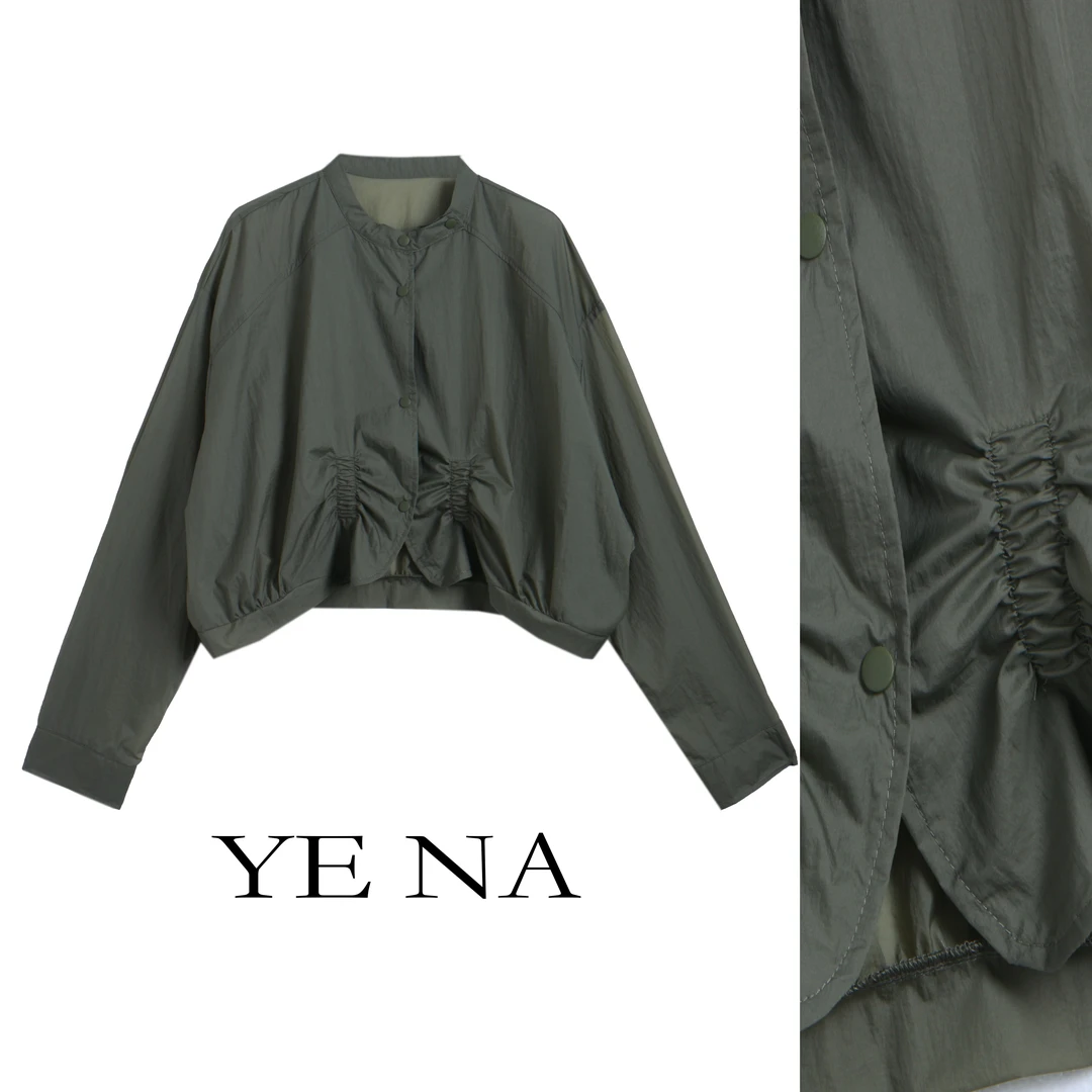 夏季新款宽松别致休闲百搭薄款小众气质扭结圆领蝙蝠袖短外套短款