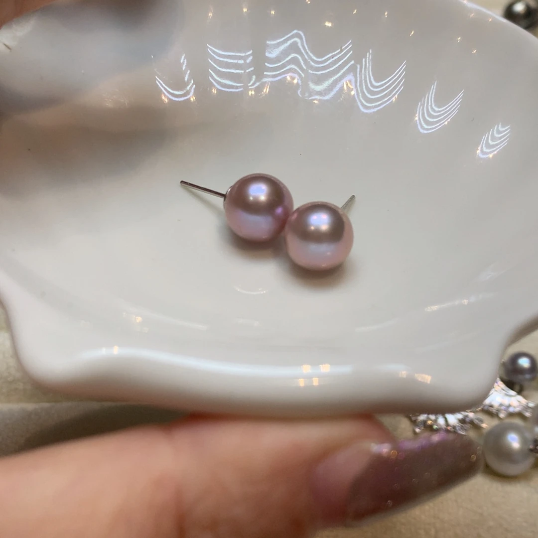 银S925镶嵌淡水珍珠耳饰