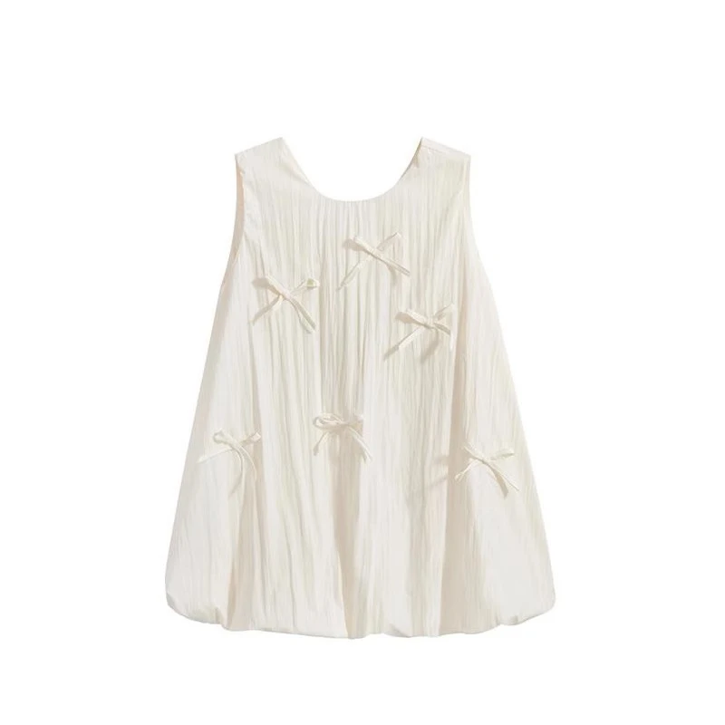 韩系甜美减龄蝴蝶结无袖背心女夏设计感百搭显瘦别致小众气质上衣