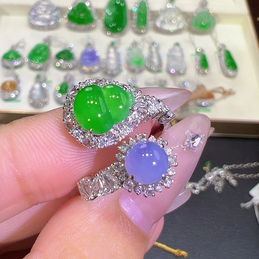 翡翠18K金镶嵌戒指翡翠