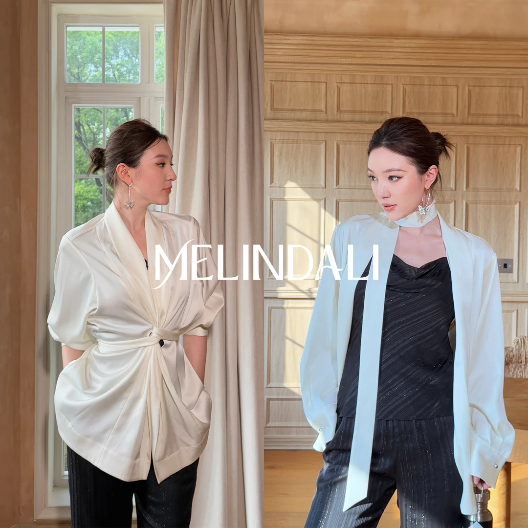 Melinda Li【东方情致】优雅职场白色一片式领衬衫式西装秋新款外套