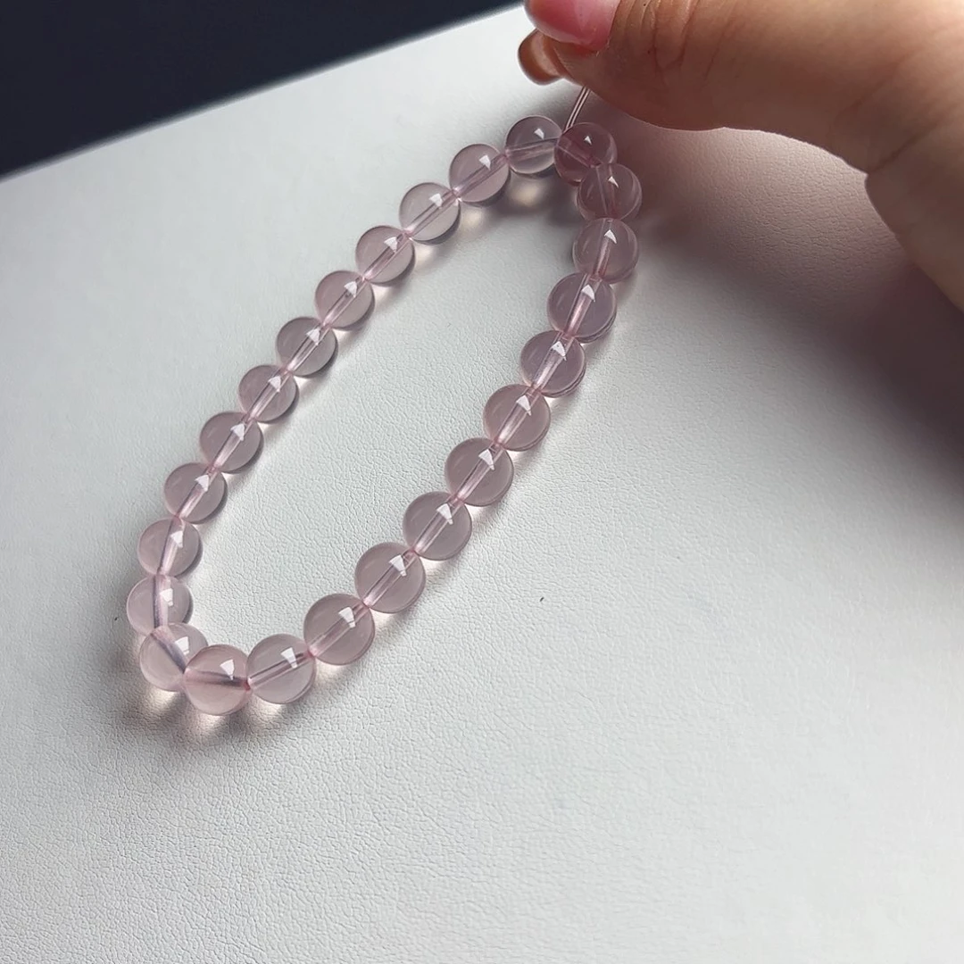 芙蓉石手链未镶嵌U***M粉晶8.1mm17.62