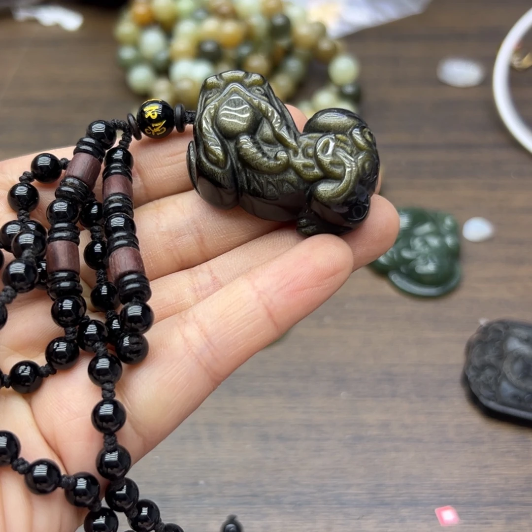 黑曜岩未镶嵌颈饰289