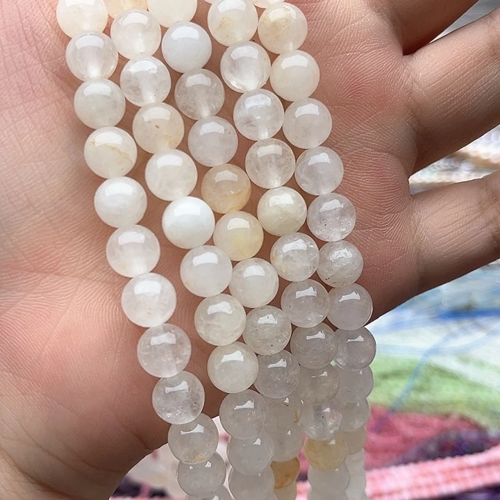 未镶嵌玛瑙/玉髓珠宝半成品2条8mm左右黄胶花