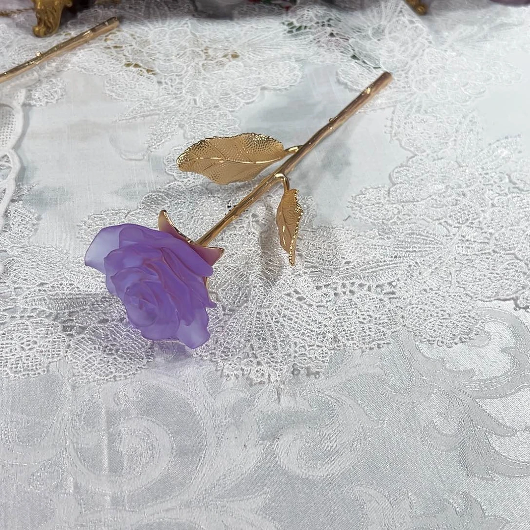 陶瓷脱蜡水晶➕铜玫瑰花一只