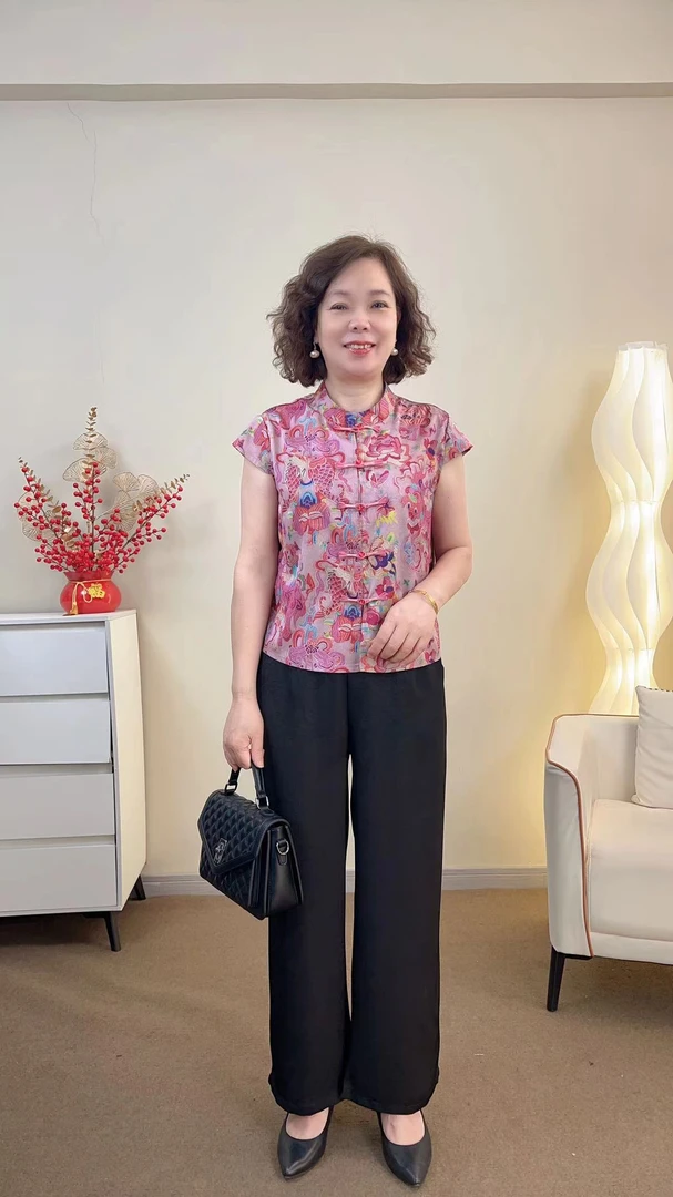 圆领印花提花民族风夏季薄款马夹女装休闲唐装气质