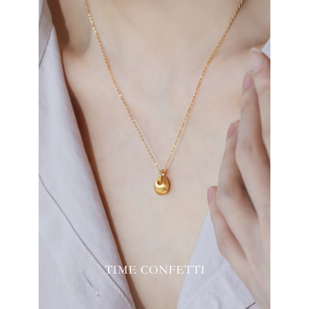 黄铜项链 镀K金【孙二娘】聪明豆-气质精致松果吊坠项链TC 11001