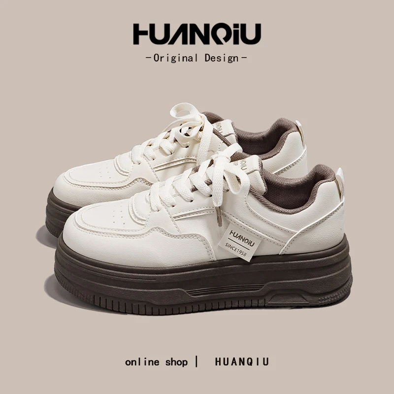 环球百搭流行小白鞋潮女款2025新款爆款厚底增高显脚小板鞋HC6850
