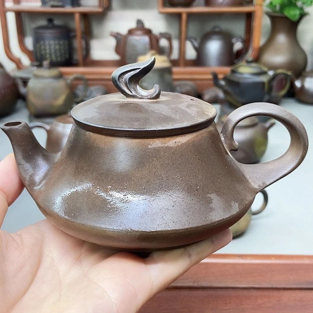 钦州坭兴陶柴烧茶壶瑕220cc