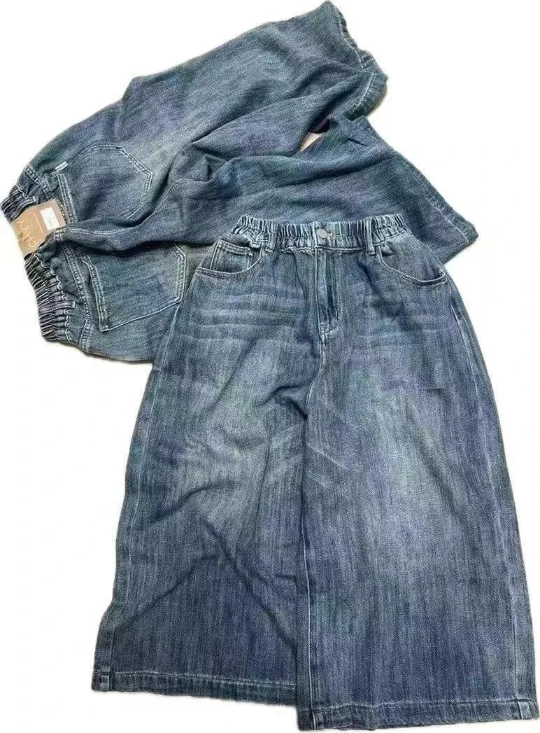 2025新款软牛仔休闲慵懒风大码7分牛仔裤