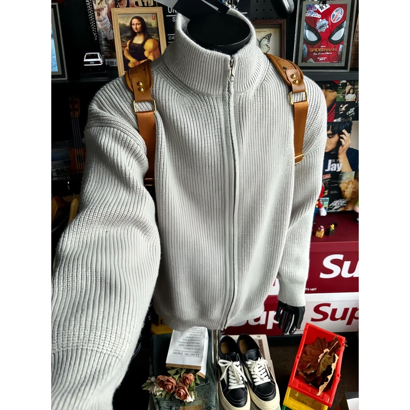 cleanfit立领拉链开衫毛衣男款春季加厚内搭打底衫外套美式针织衫