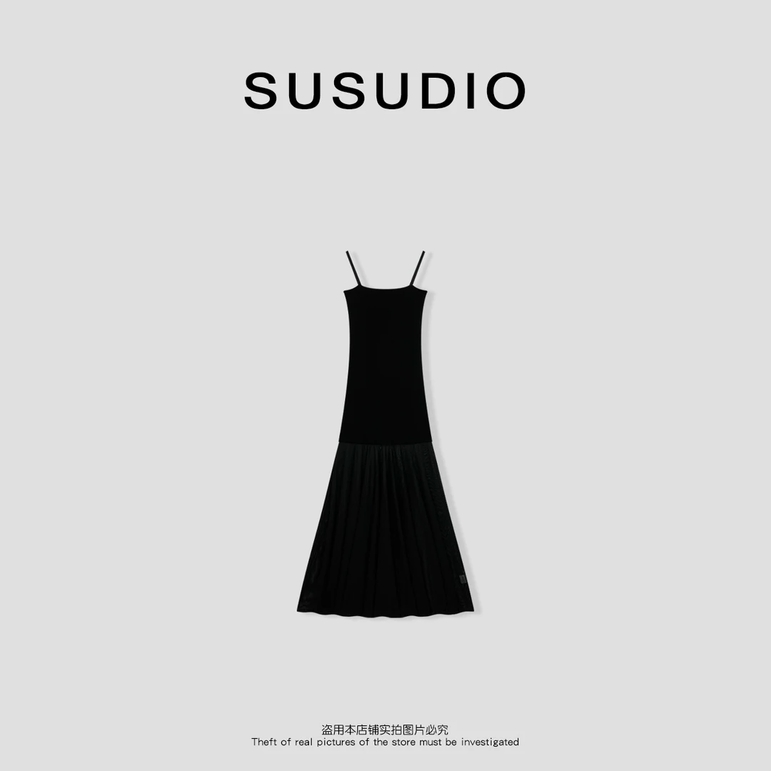 SUSUDIO 设计款可调节双肩百搭休闲连衣裙40092