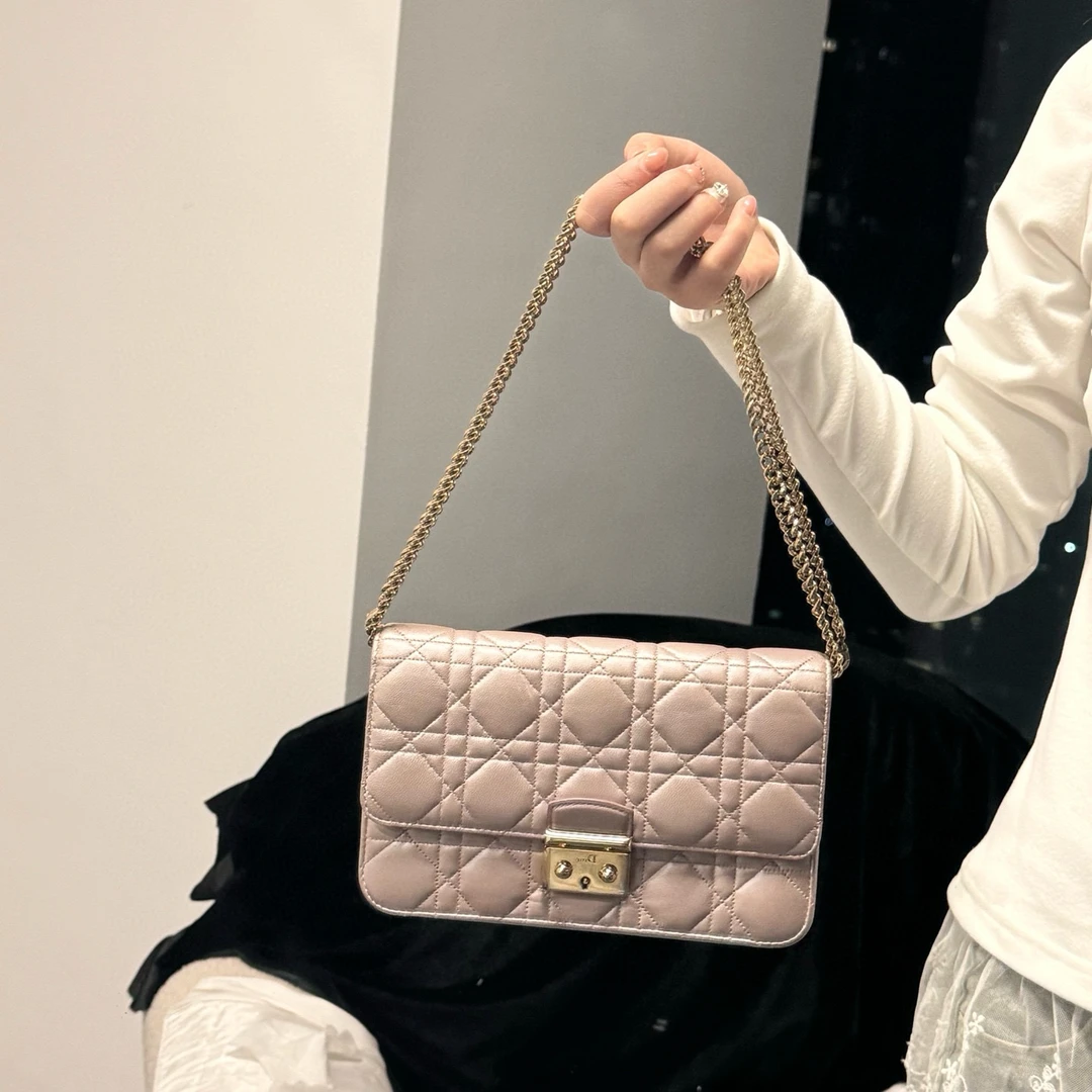 95新 DIOR/迪奥 dior珠光粉miss单肩斜挎包