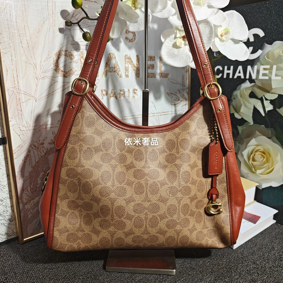 90新 COACH/蔻驰 二手蔻驰焦糖色lori单肩包F1298尺寸30*22