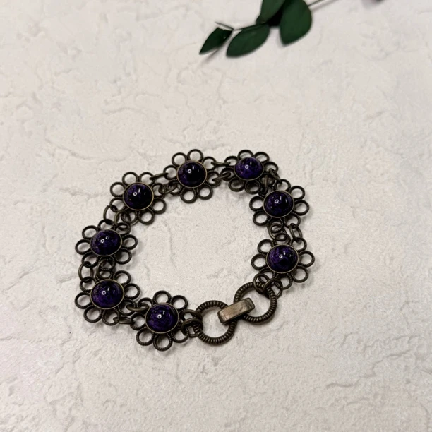 铜合金树脂手链 【六六中古】孤品复古手链th6045手围16