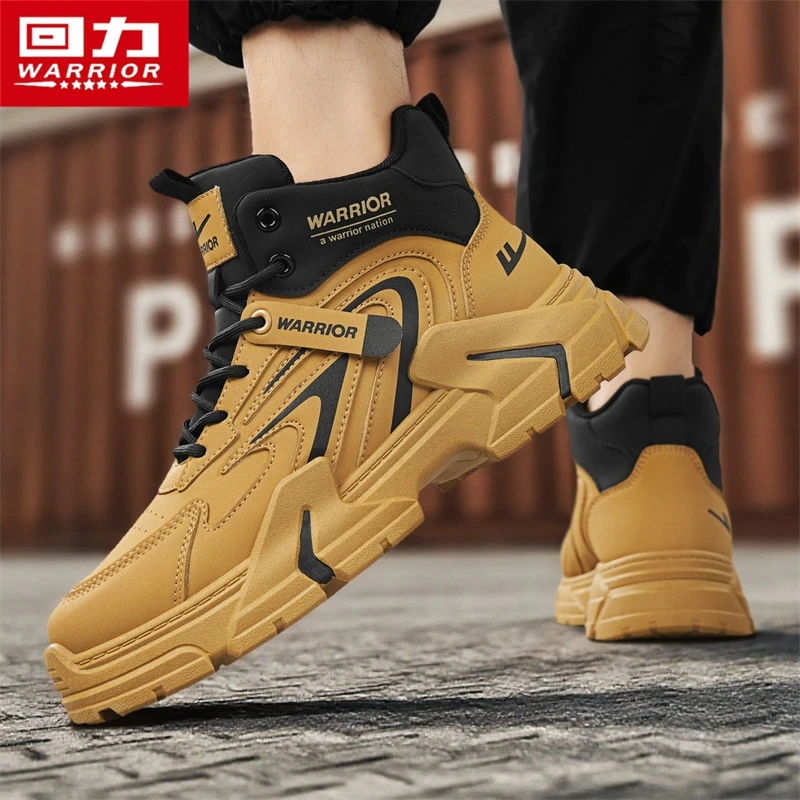 回力户外休闲马丁靴冬季新款男鞋百搭厚底高帮男靴潮流百搭大黄靴