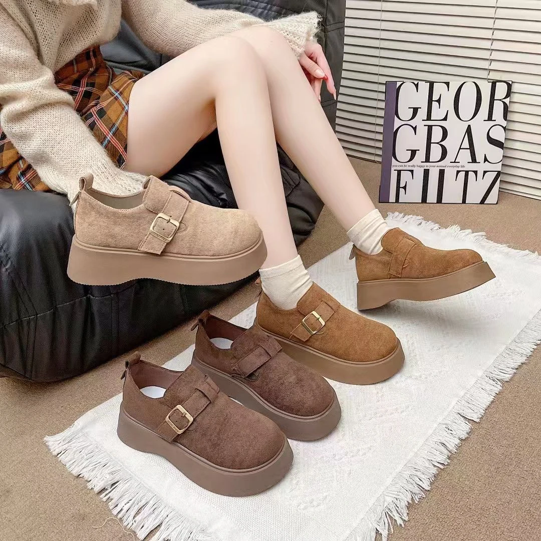 女鞋韩版松糕复古百搭厚底