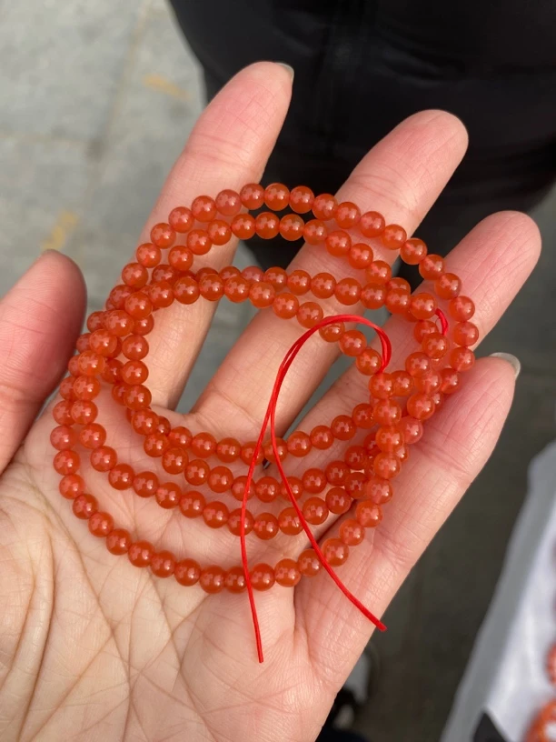 南红玛瑙云南保山冰橙红卡4尺寸四圈