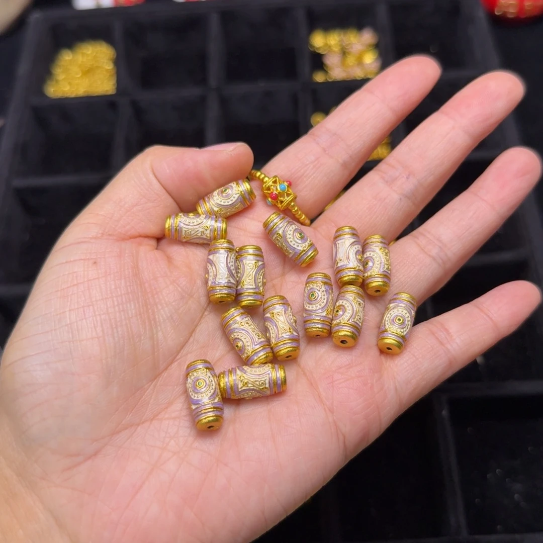铜合金紫色天珠1个装