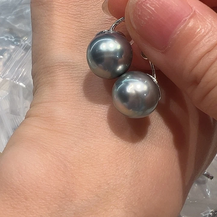 银S925镶嵌海水珍珠耳饰