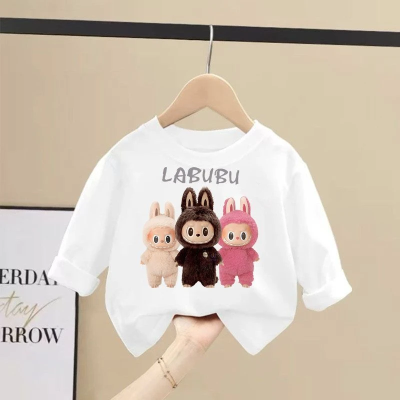 100%纯棉女童T恤春秋洋气新款儿童韩版白色长袖上衣小女孩打底衫