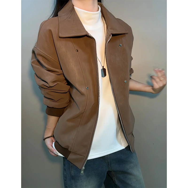 美式cleanfit皮夹克棉服男冬季加棉加厚立领pu外套痞帅高级感棉衣