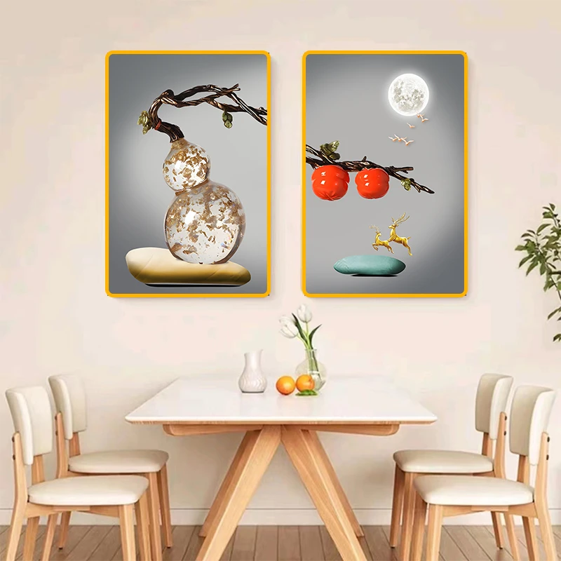 L11葫芦双联客厅背景墙挂画玄关装饰画餐厅装饰画