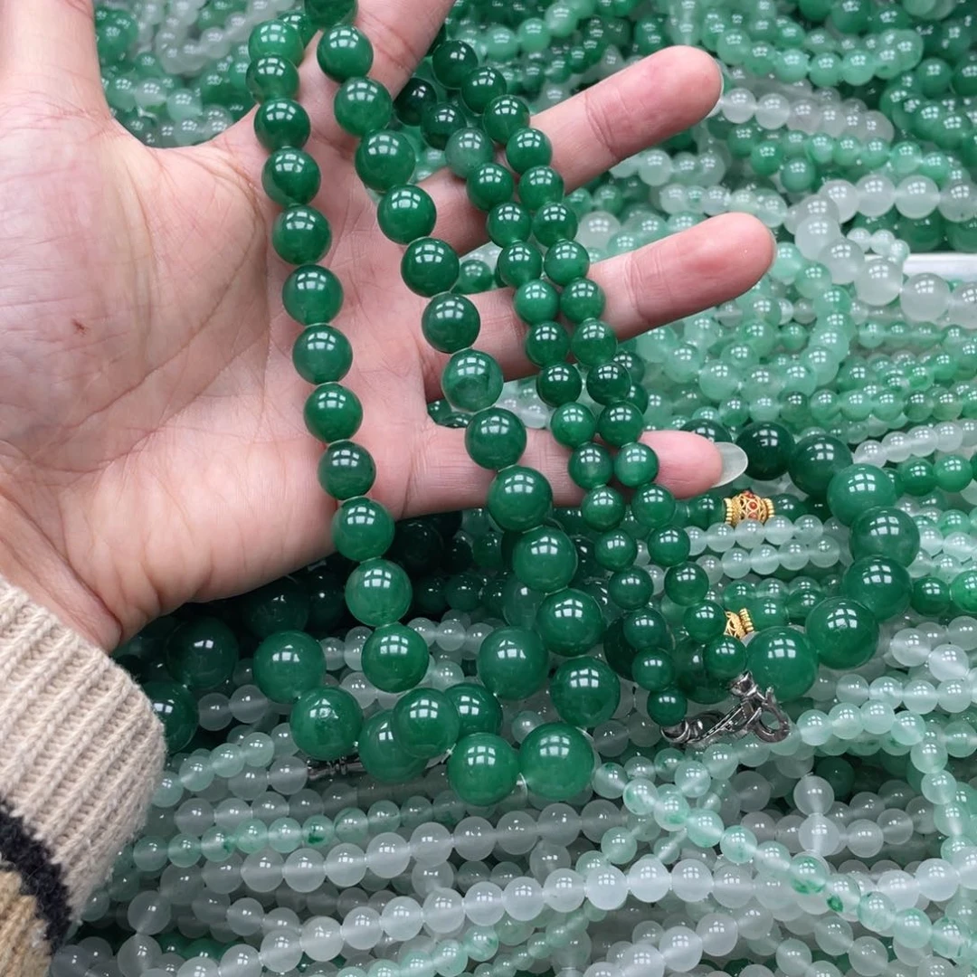 未镶嵌手串石英质玉（非洲翠）黄*树