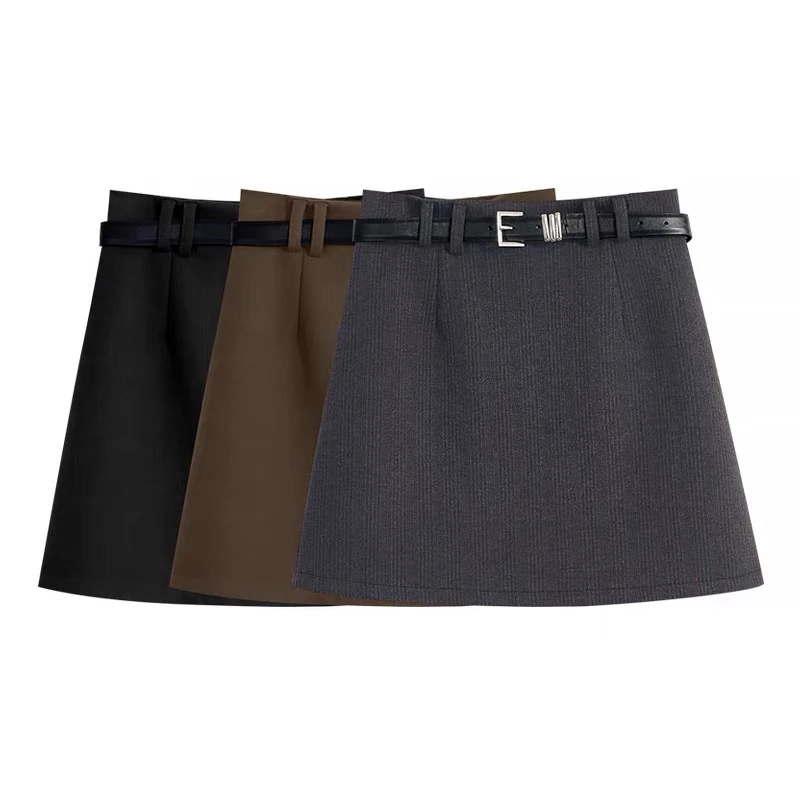 达人甄选-毛呢a字半身裙女2024秋冬新款高腰a字防走光呢子短裙女