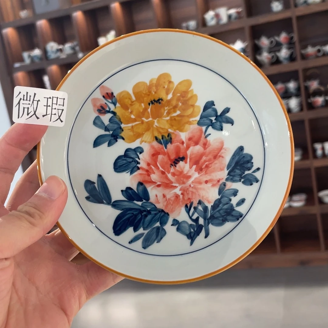 釉下手绘茶具微瑕