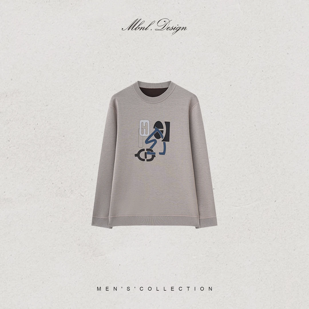 MBNL-F「H.Puzzle」秦磊男装绵羊毛混纺刺绣超迁皮毛衣LL-WSY1222