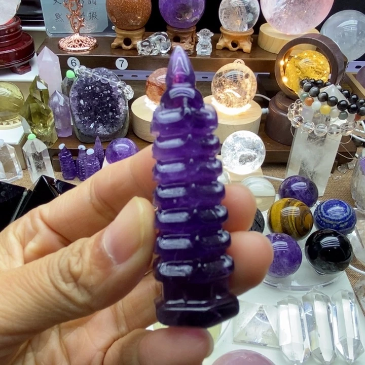 水晶摆件未镶嵌天然紫水晶文昌塔