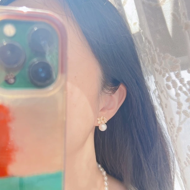 925银耳饰 秘密花语 Cuddle 少女感面包耳钉10mm 甜美森系