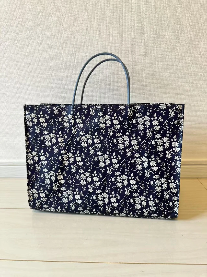 日系碎花印花全棉贴塑手拎包 立体简约便携夏日风