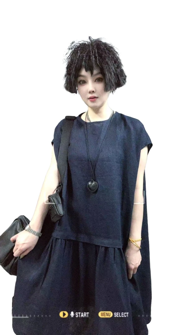 【佳老板】“766”#夏日轻盈时尚百搭爆款亚麻连衣裙