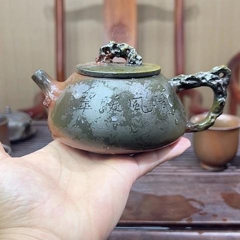 戬谷龙窑坭兴陶柴烧茶壶