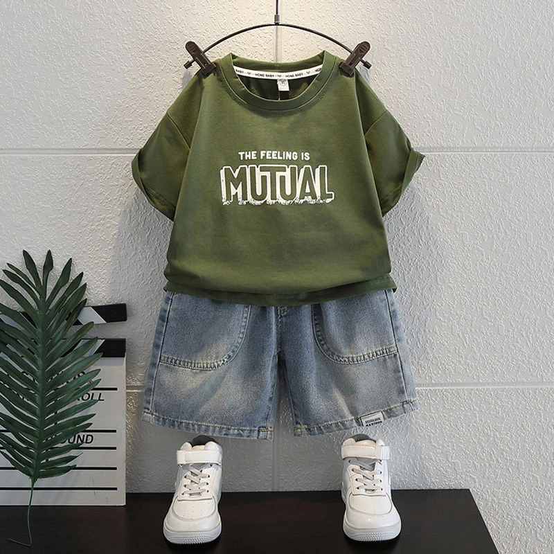男童夏季短袖套装新款洋气宝宝夏款时髦衣服儿童夏装韩版两件套