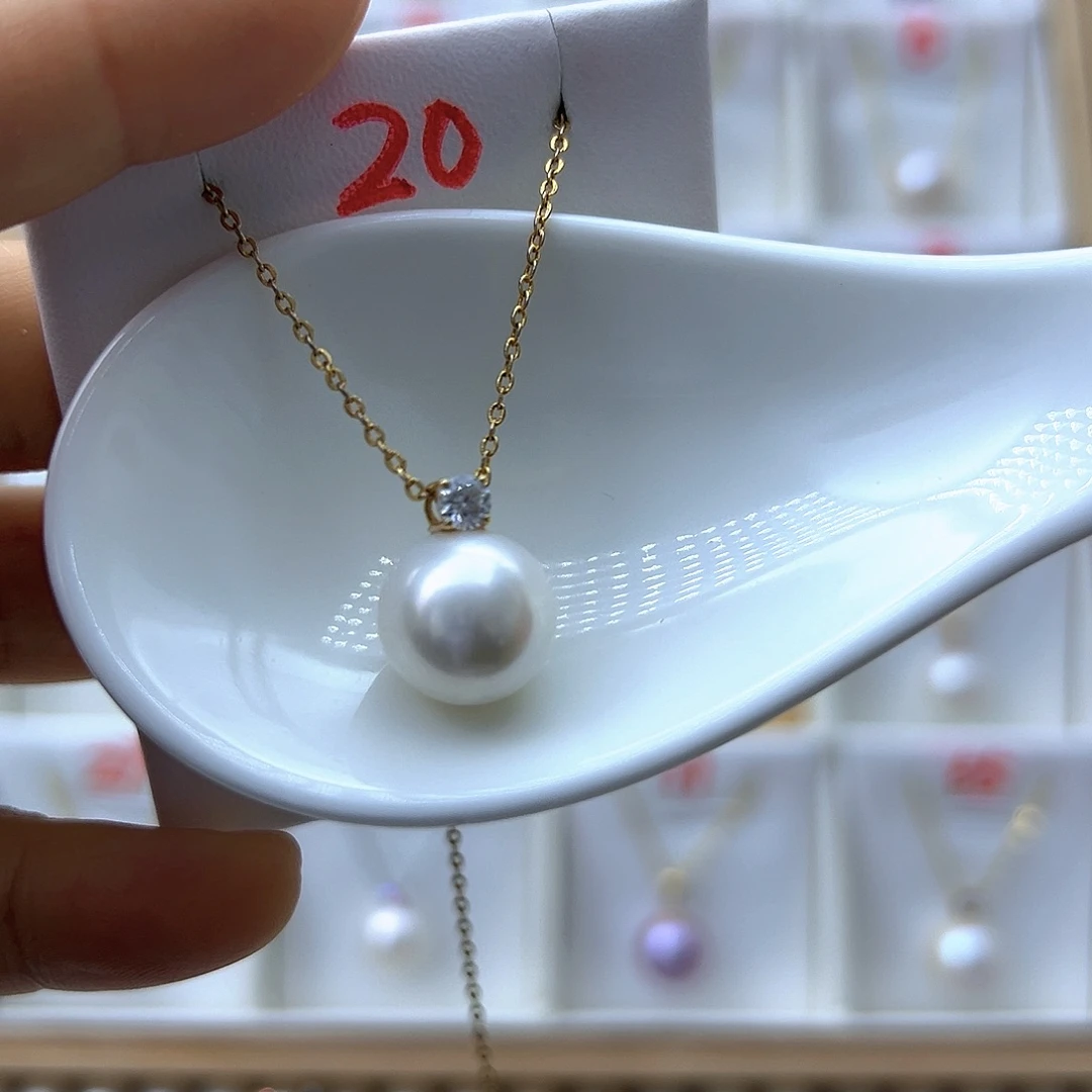 淡水珍珠18K金镶嵌吊坠(不含链)