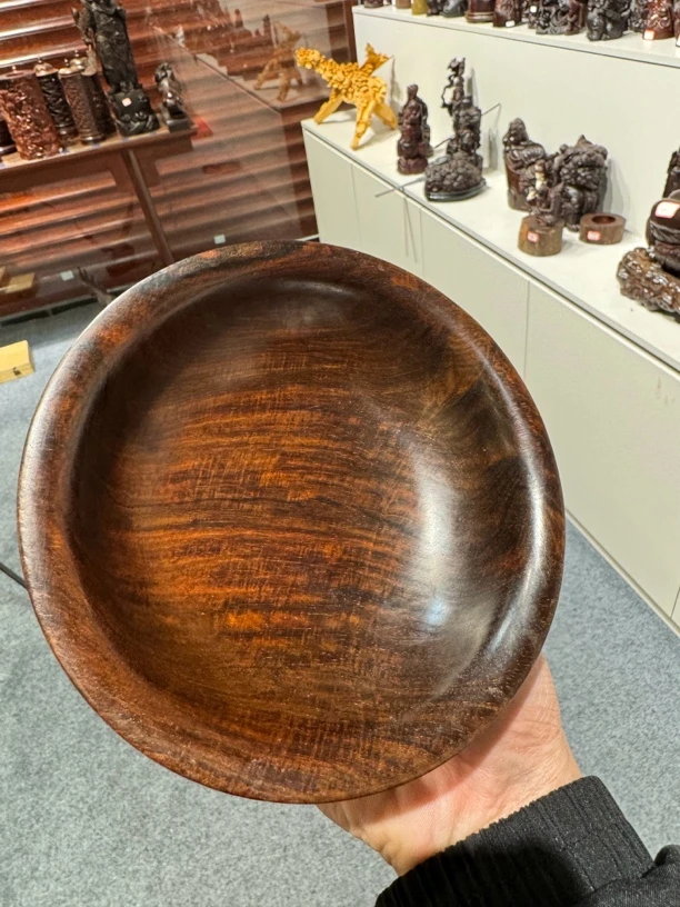 大红酸枝手工车制碗