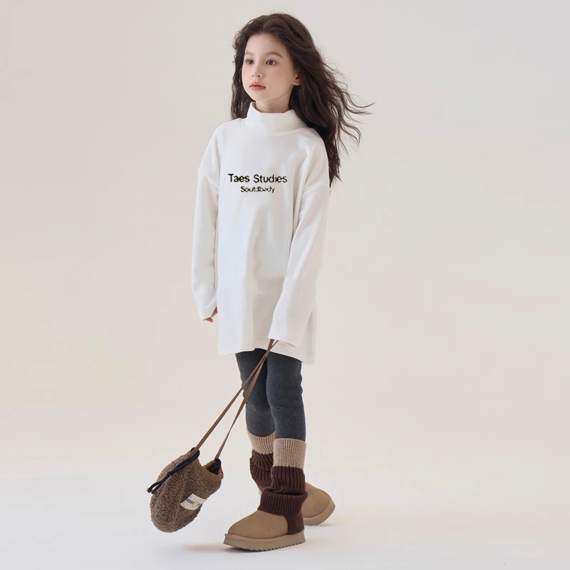 女童洋气慕斯双面绒加厚打底衫2025新款秋冬季儿童t恤女长袖上衣