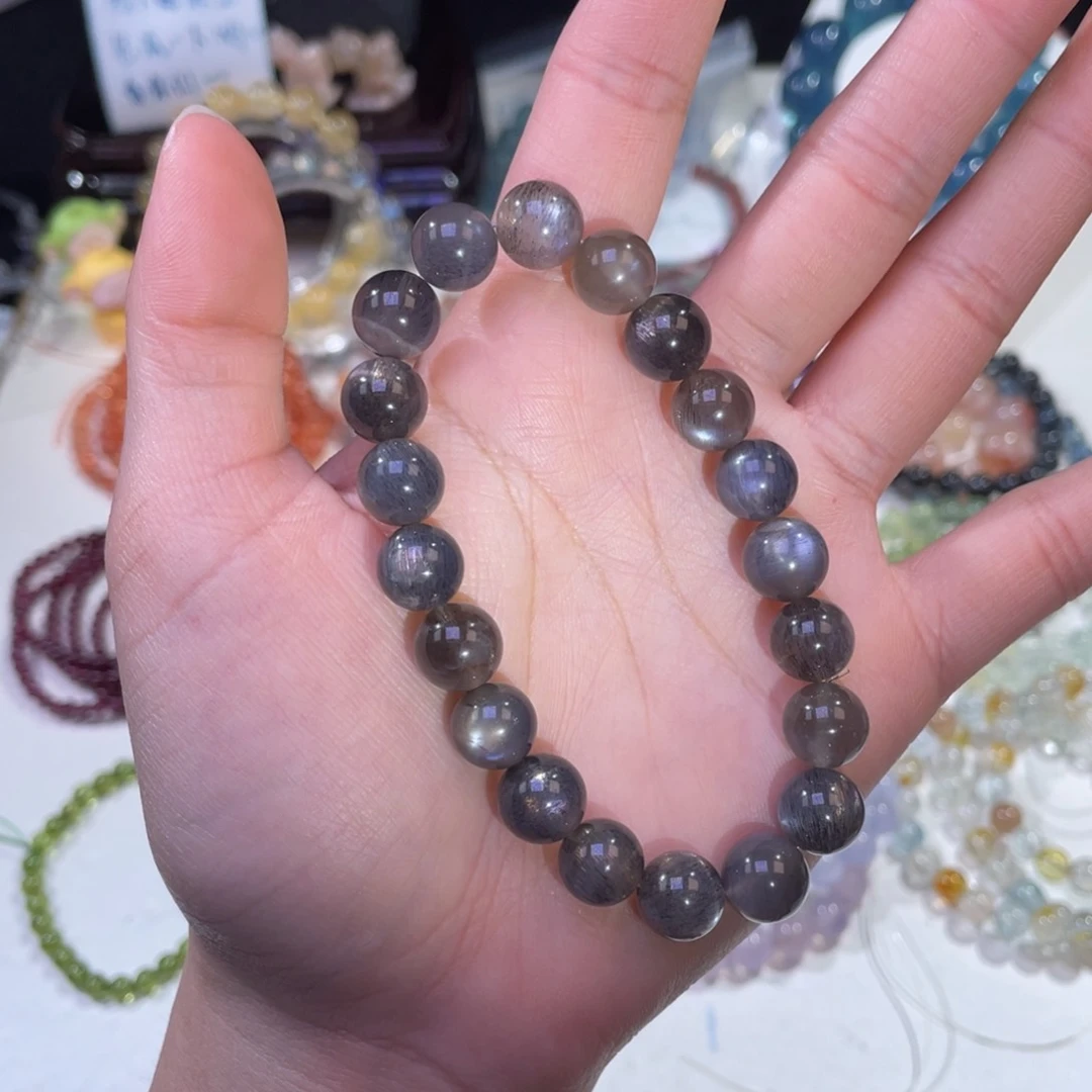 未镶嵌手链水晶爆闪黑骨干10mm
