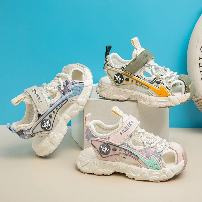 【高端鞋】五彩小黄鸭宝宝儿童机能运动夏季超轻防滑包头沙滩凉鞋