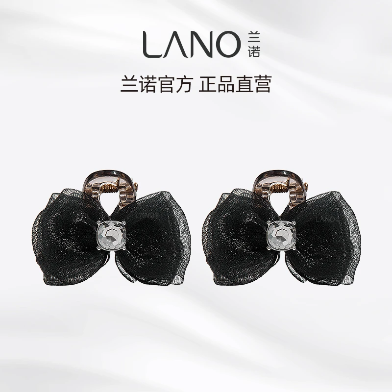 兰诺【商场同款】欧根纱蝴蝶结对夹小抓夹复古港风优雅可爱边夹发饰