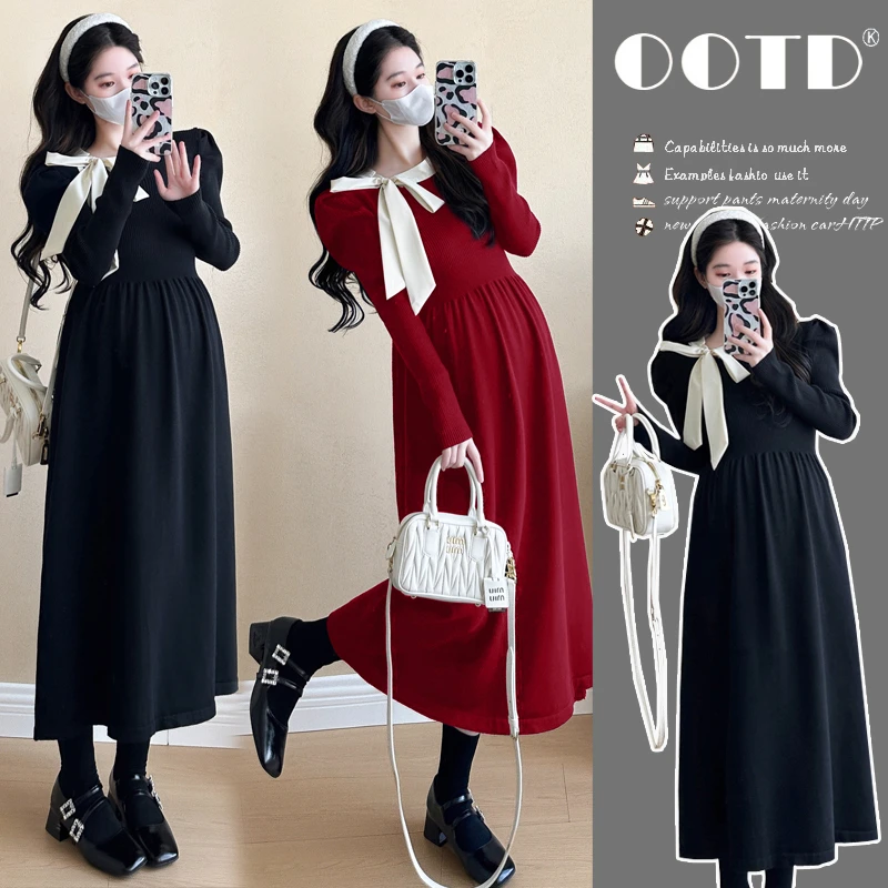 优雅气质洋气高颜值连衣裙女秋冬新款孕妇韩版时尚网红舒适连衣裙