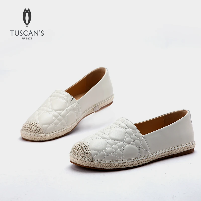 TUSCAN'S新款时尚百搭休闲菱格纹女款软底懒人鞋一脚蹬渔夫鞋