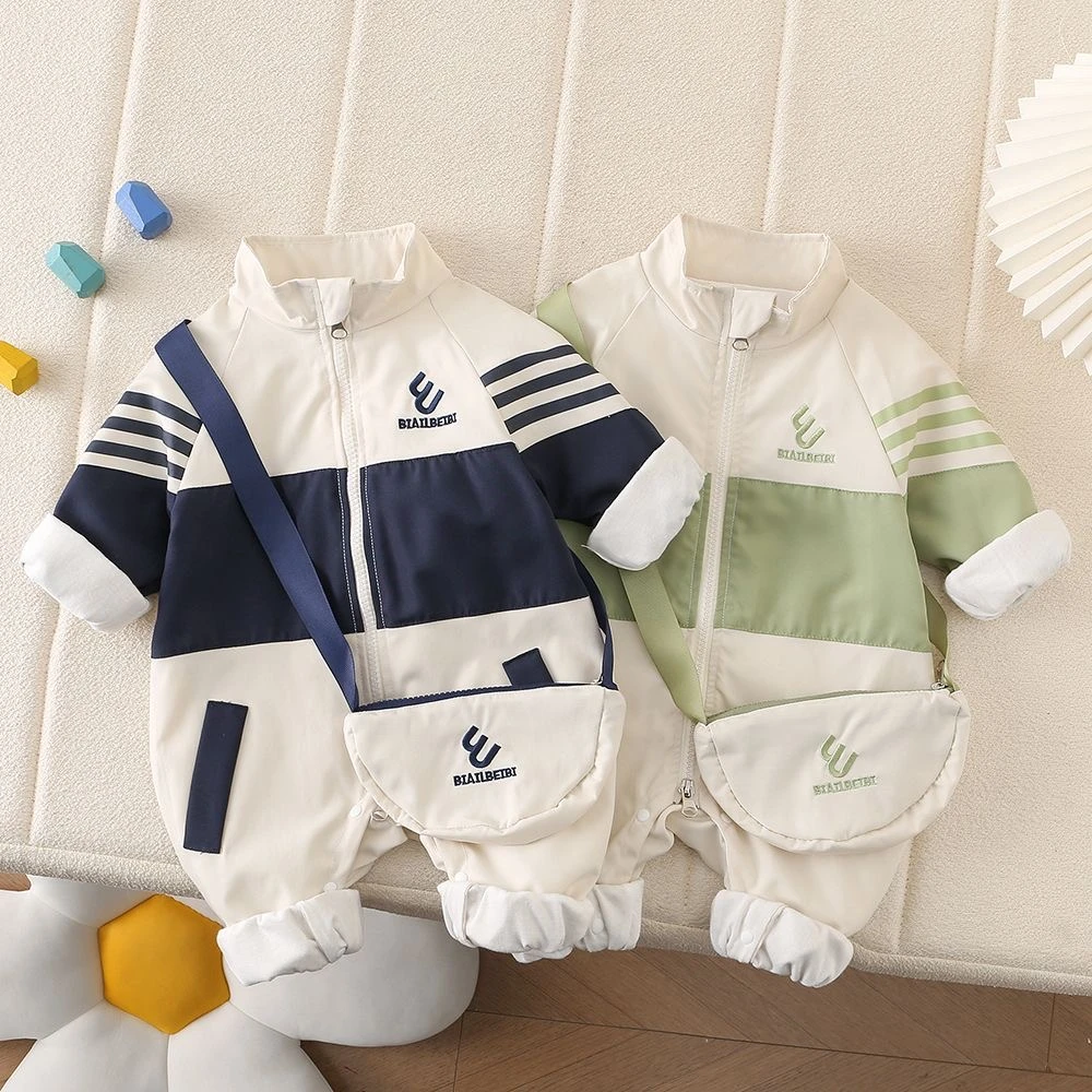 婴儿衣服春装男宝宝连体衣春秋季洋气幼儿防风冲锋衣早春外出爬服